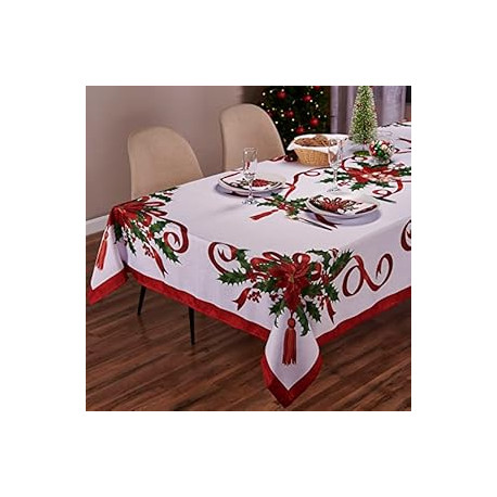 Christmas Ribbon Tablecloth (60 x 126 Inch)
