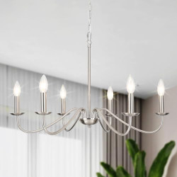 Brushed Nickel Chandelier, 6-Light