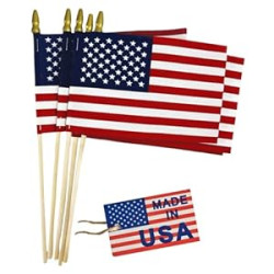 Set of 12, Proudly Made in U.S.A. Small American Flags 4x6