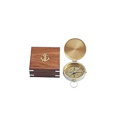 Solid Brass Gentlemen's Compass with Rosewood Box, 4", Brass