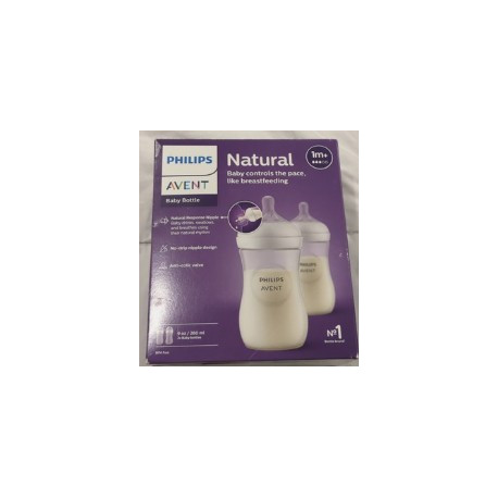 Philips AVENT Natural Baby Bottle Box Of 2 W/ Natural Response Nipple Clear 9oz