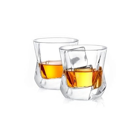 Aurora Crystal Whiskey Glasses, 7.4oz Twisted Whiskey Glass Set of 2