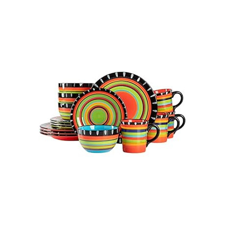 Gibson Elite Feliz Mesa 16-Piece Hand Painted Dinnerware Set, Service for 4 (16pc)