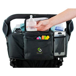Stroller Caddy Organizer (Black, Insulated)