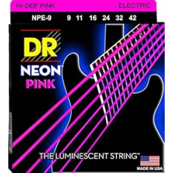 DR Strings HI-DEF NEON Electric Guitar Strings (NPE-9),Pink