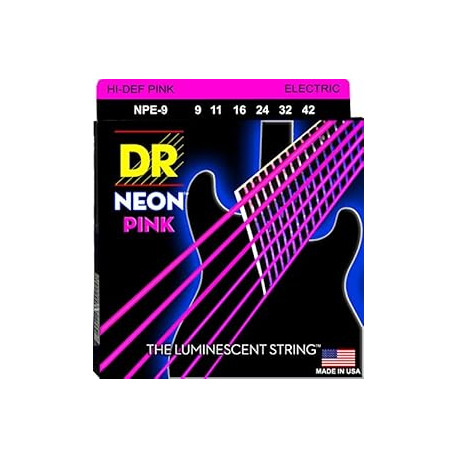 DR Strings HI-DEF NEON Electric Guitar Strings (NPE-9),Pink