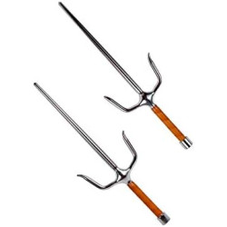 Japanese Deluxe Round Chrome Forged Fire Steel SAIS - Pair