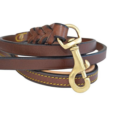 Leather Braided Dog Leash, Brown 4ft x 1/2 Inch Wide