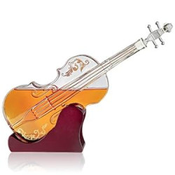 Glass Violin Decanter, Mahogany Base