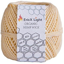 Beeswax Hemp Wick,200 ft Spool, Organic Hemp Wick Well Coated