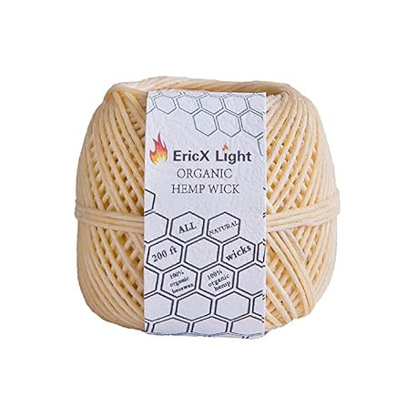Beeswax Hemp Wick,200 ft Spool, Organic Hemp Wick Well Coated