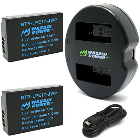 LP-E17 Battery (2-Pack) and Dual USB Charger for Canon LP-E17