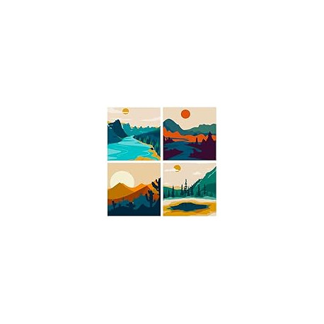 4 Pack Sunset Paint by Number for Adults Beginners