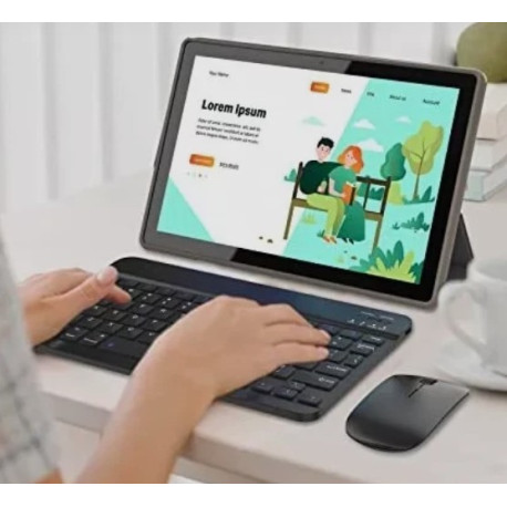 CP20 10-Inch Android Tablet with Keyboard, 128GB Storage Black