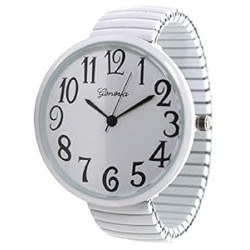 Geneva Super Large Stretch Watch Clear Number Easy Read (White)