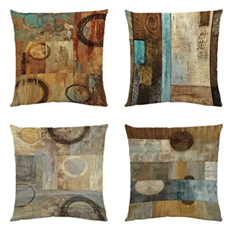 Retro Throw Pillow Covers 18x18 Inch Set of 4