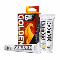 Heavy Body Acrylics by GOLDEN, Intro Set, 6 Color, Professional Acrylic Paint