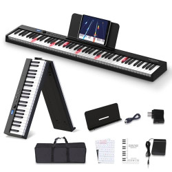Folding Piano Keyboard, 88 Keys Full Size Semi Weighted Foldable