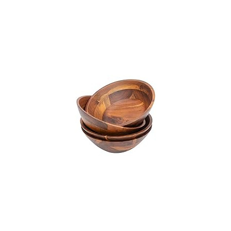 Acacia Wooden Serving Bowls, 7 Inch Set of 4