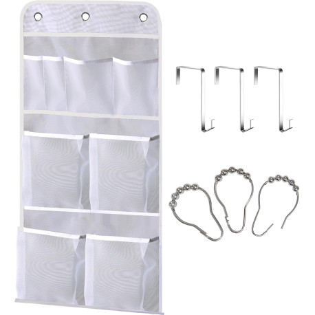 Hanging Mesh Pockets Hold 340oz/1000ml Shampoo Shower Organizer