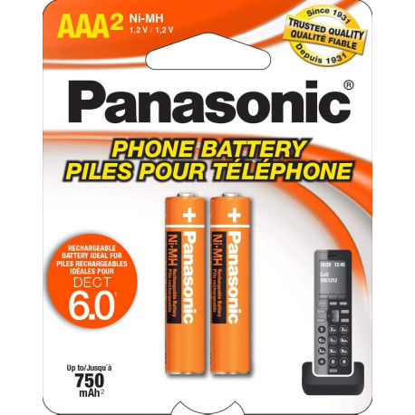 Panasonic HHR4DPA Genuine AAA NiMH Rechargeable Batteries for DECT Cordless Phones, 2 Pack,Orange