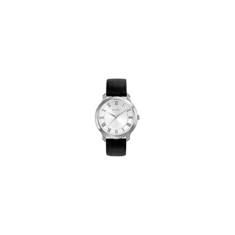 Bulova Men's Classic 3-Hand Quartz Black Leather Strap Watch