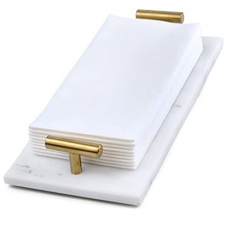 Guest Towel Holder Tray for Bathroom - White Marble-Tray