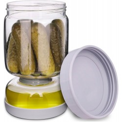 Pickle and Olive Hourglass Jar with Strainer Flip