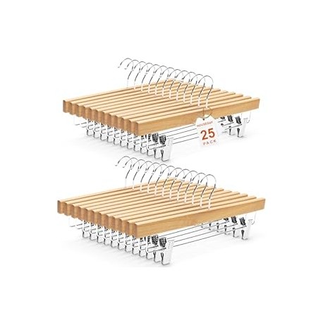 Premium Wooden Pants Hangers 25 Pack