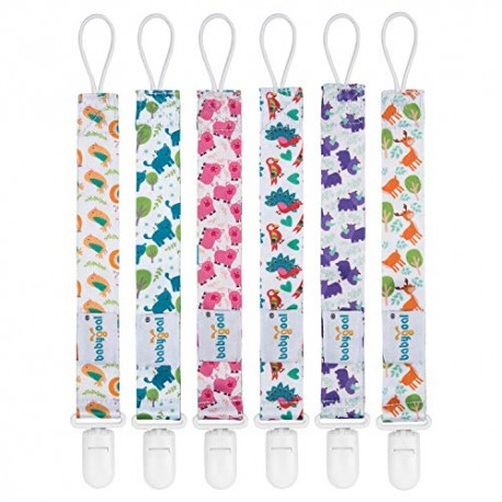 Animal Pacifier Clips, 6 Pack Binky Paci Holder and Leash