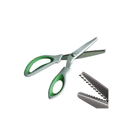 Green Pinking Shears Comfort Grips Crafts Zig Zag Cut Sewing Scissors