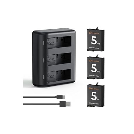 Osmo Action 5 Pro/4/3 Battery Charger, 3-Pack 2100mAh