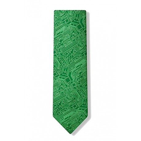 Men's Microfiber Green Computer Science Circuit Board Geek Necktie