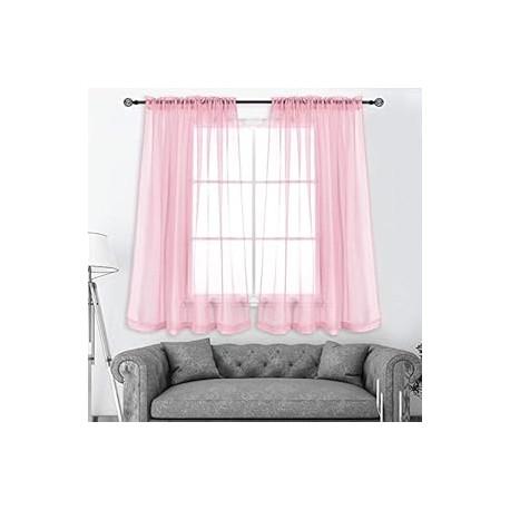 Beige Sheer Curtains Drapes 45 Inches