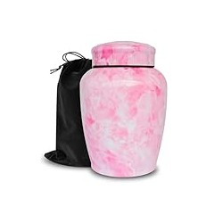 Pink Flower Marble Finish Decorative Urns