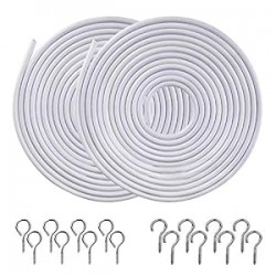 [2 Pack] Pinowu White Curtain Wire