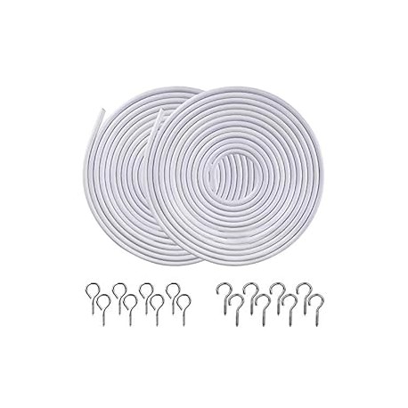 [2 Pack] Pinowu White Curtain Wire