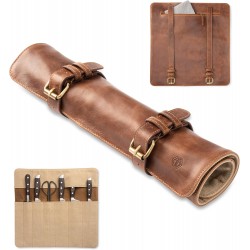 knife roll bag, genuine buffalo leather