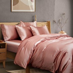 6Pcs Rose Gold Duvet Cover Set Queen Size