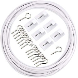 Curtain Wire with Self-Adhesive Hooks 6 Meters 20 Feet 8 Pairs