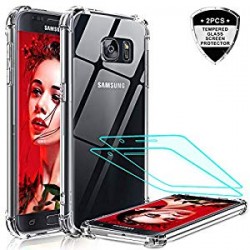 Samsung Galaxy S7 Case with 2 Pack Tempered Glass Screen Protector