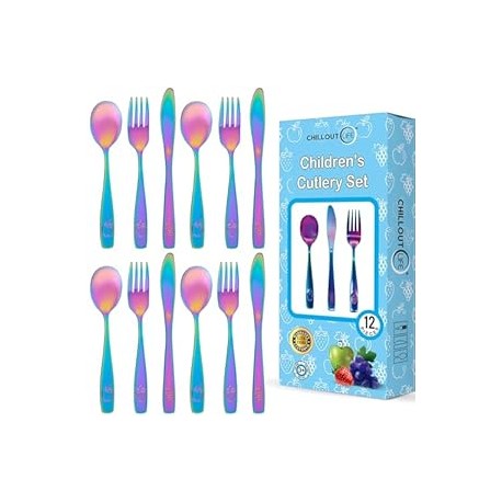 12 Piece Stainless Steel Kids Silverware Set