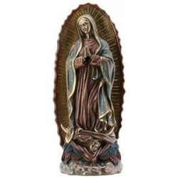 Guadalupe Virgin Mary Resin Statue, Bronze Color 8" H