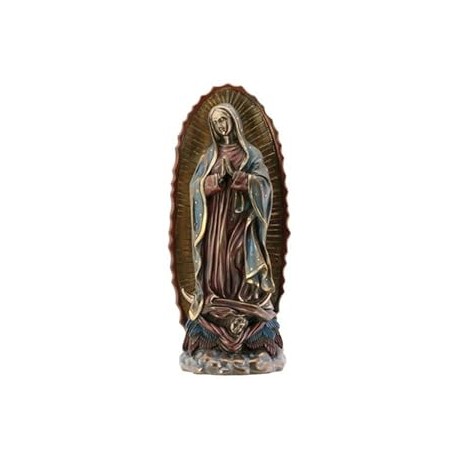 Guadalupe Virgin Mary Resin Statue, Bronze Color 8" H