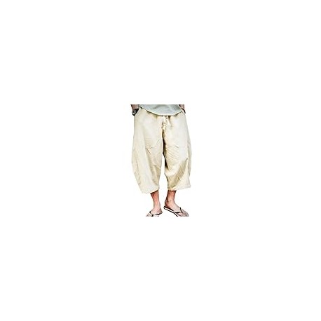 Mens Casual Baggy Cotton Linen Pocket Lounge Harem Pants Beach Long Shorts