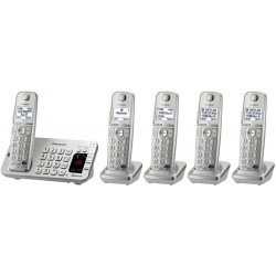 Panasonic KX-TGE275S Link2Cell Bluetooth Enabled Phone with Answering Machine, 5 Cordless Handsets, Silver (Renewed)
