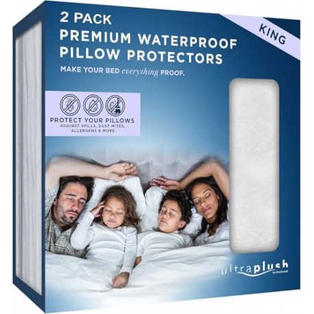 UltraBlock Ultra Plush Premium Waterproof Pillow Protector Set of 2