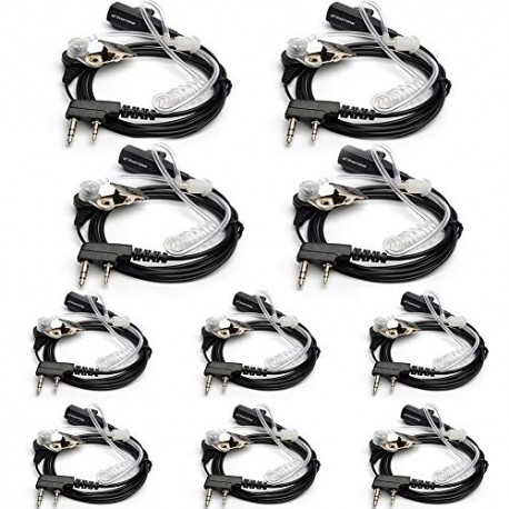 10 Pack Zastone 2-Pin Walkie Talkie Earpiece Covert Air