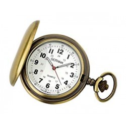 Antique Gold-Tone Covered Quartz Pocket Watch