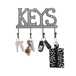 Vintage Cast Iron Key Rack with Screws and Anchors – 6x8 - White